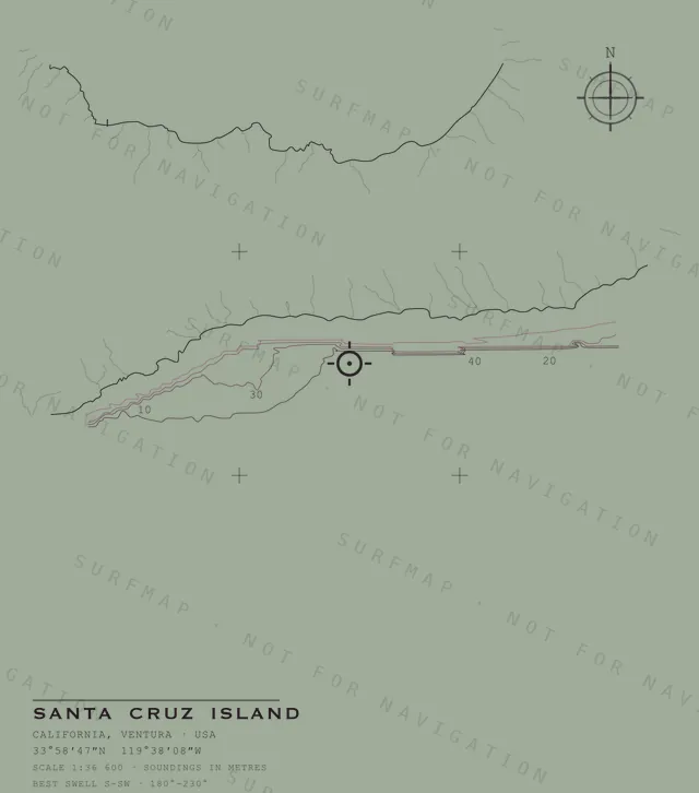 Santa Cruz Island chart, the full artwork printed on the back