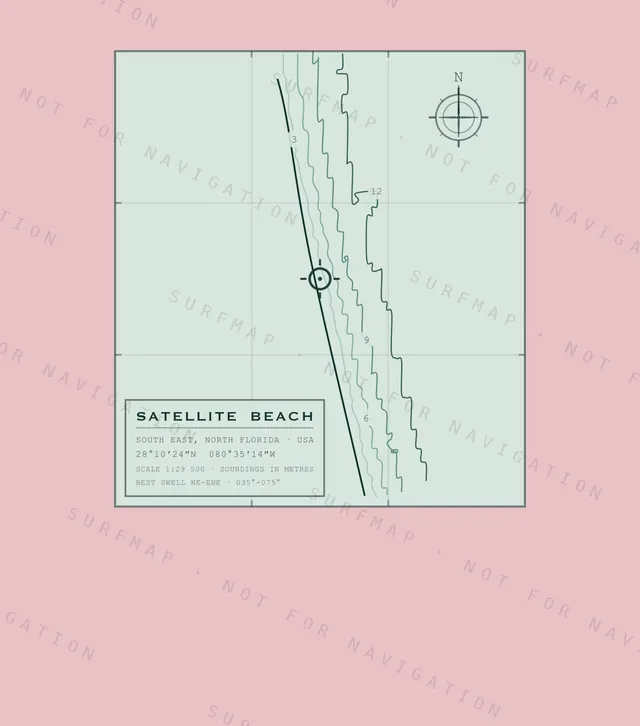 Satellite Beach chart, the full artwork printed on the back