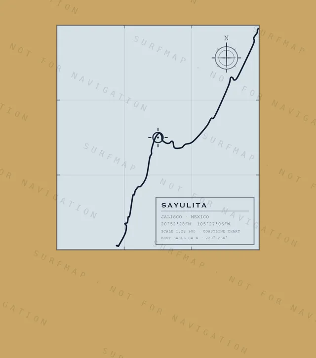 Sayulita chart, the full artwork printed on the back