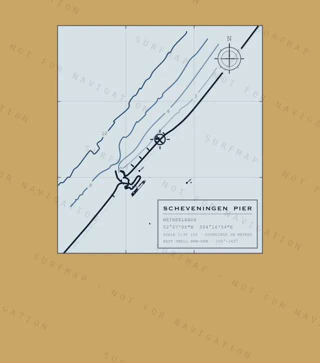 Scheveningen Pier chart, the full artwork printed on the back