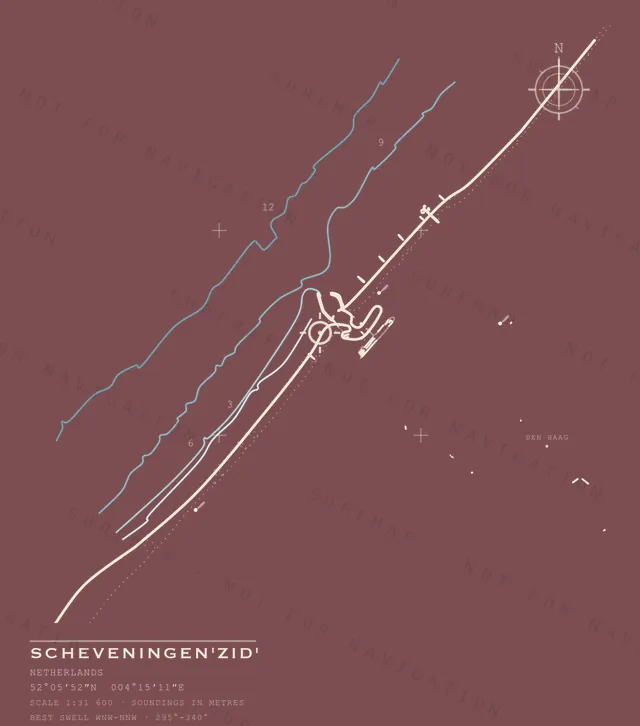 Scheveningen'Zid' chart, the full artwork printed on the back