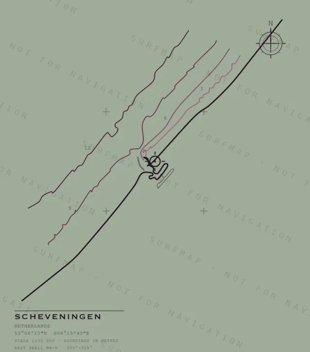 Scheveningen chart, the full artwork printed on the back