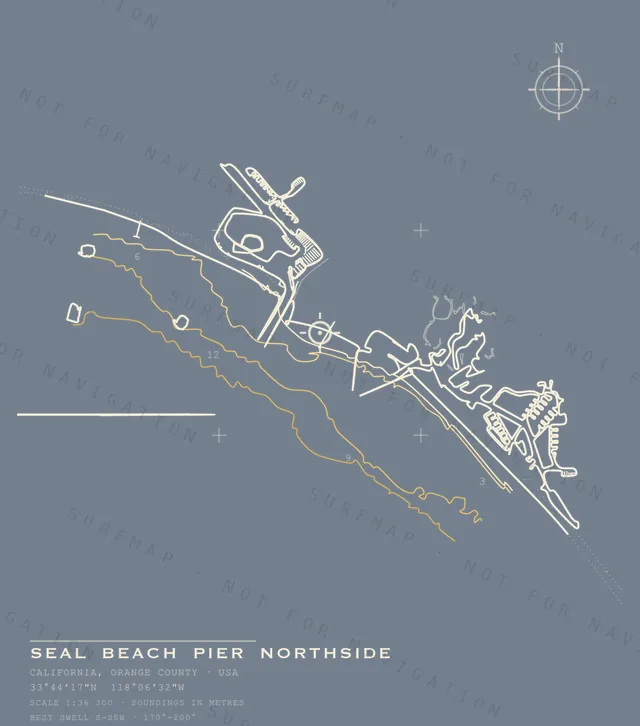 Seal Beach Pier Northside chart, the full artwork printed on the back