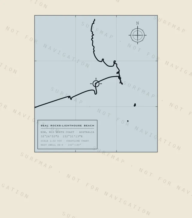Seal Rocks-Lighthouse Beach chart, the full artwork printed on the back