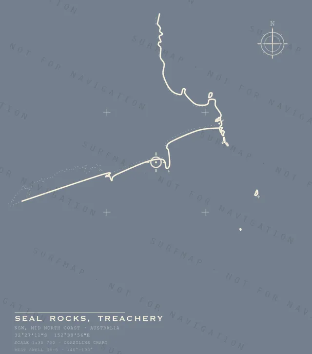 Seal Rocks, Treachery chart, the full artwork printed on the back