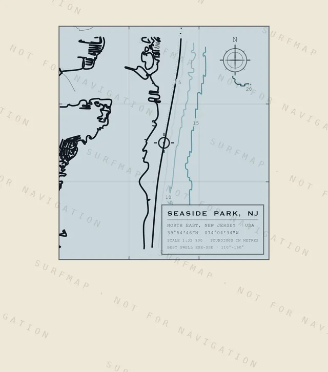 Seaside Park, NJ chart, the full artwork printed on the back