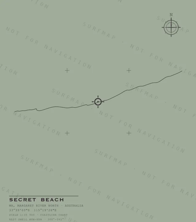 Secret Beach chart, the full artwork printed on the back