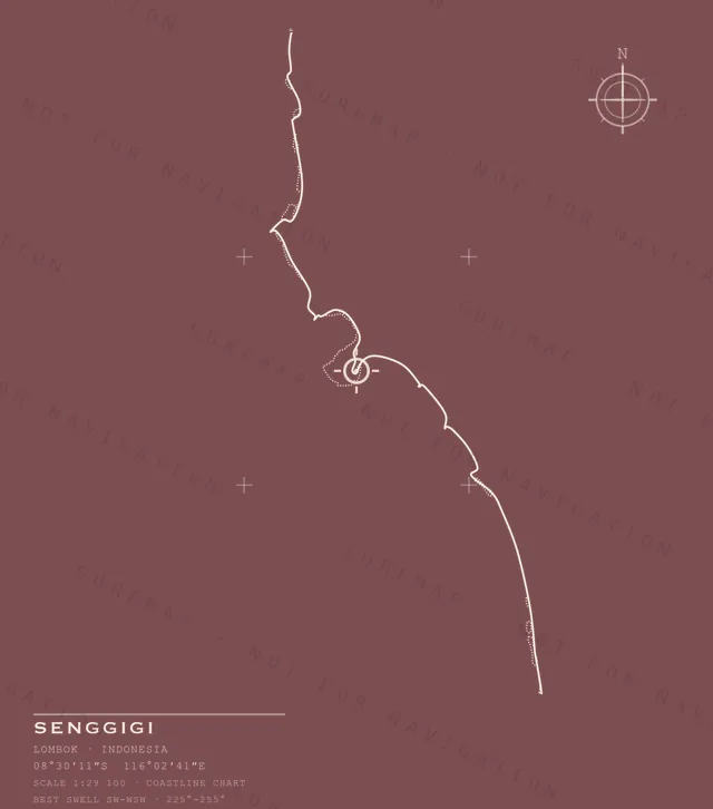 Senggigi chart, the full artwork printed on the back
