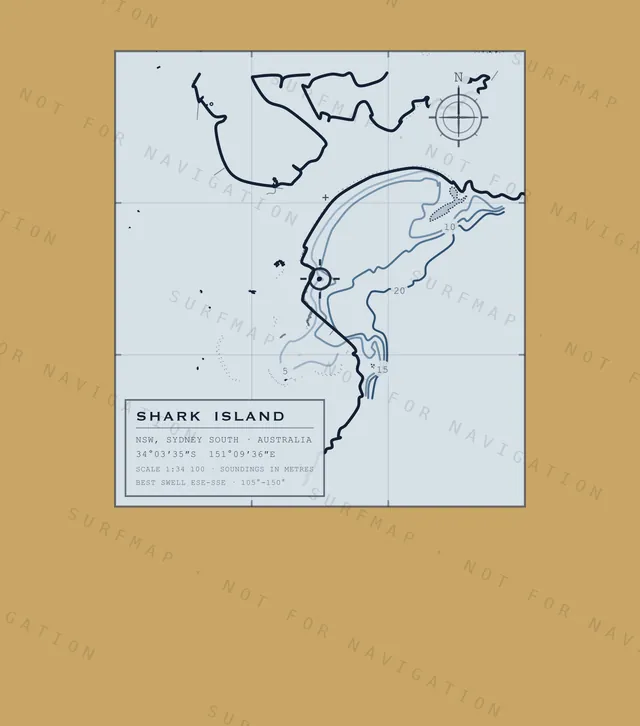 Shark Island chart, the full artwork printed on the back