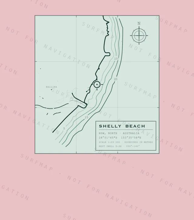 Shelly Beach chart, the full artwork printed on the back