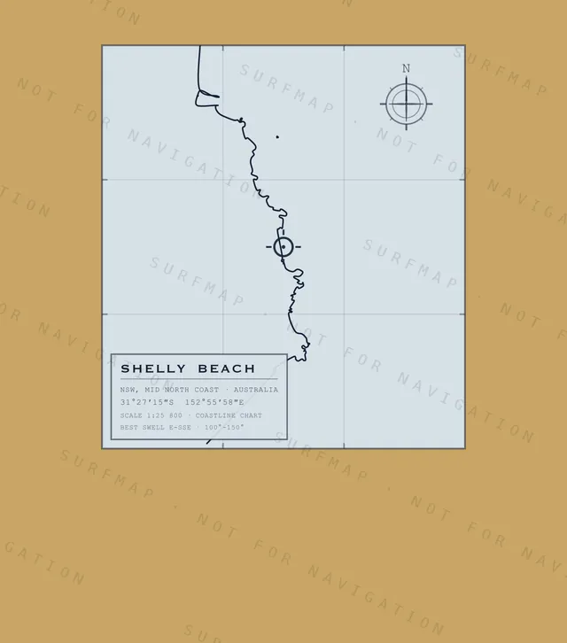 Shelly Beach chart, the full artwork printed on the back