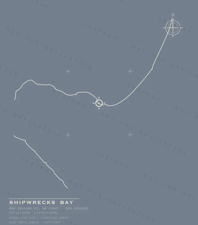 Shipwrecks Bay chart, the full artwork printed on the back