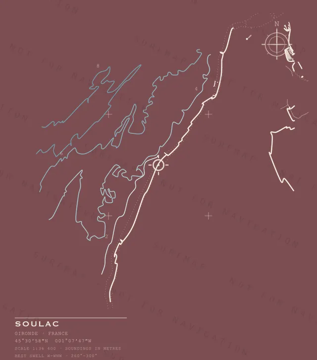 Soulac chart, the full artwork printed on the back