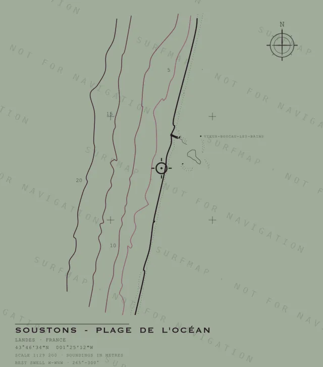 Soustons - Plage de l'Océan chart, the full artwork printed on the back