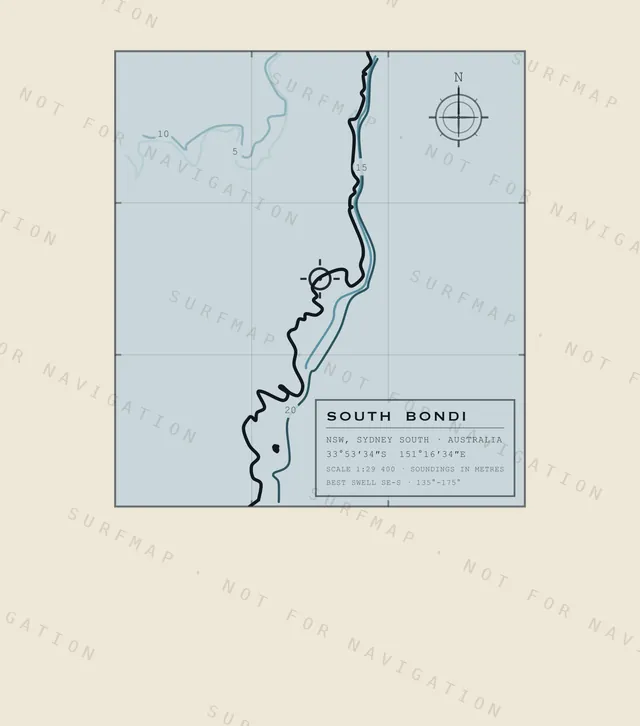 South Bondi chart, the full artwork printed on the back