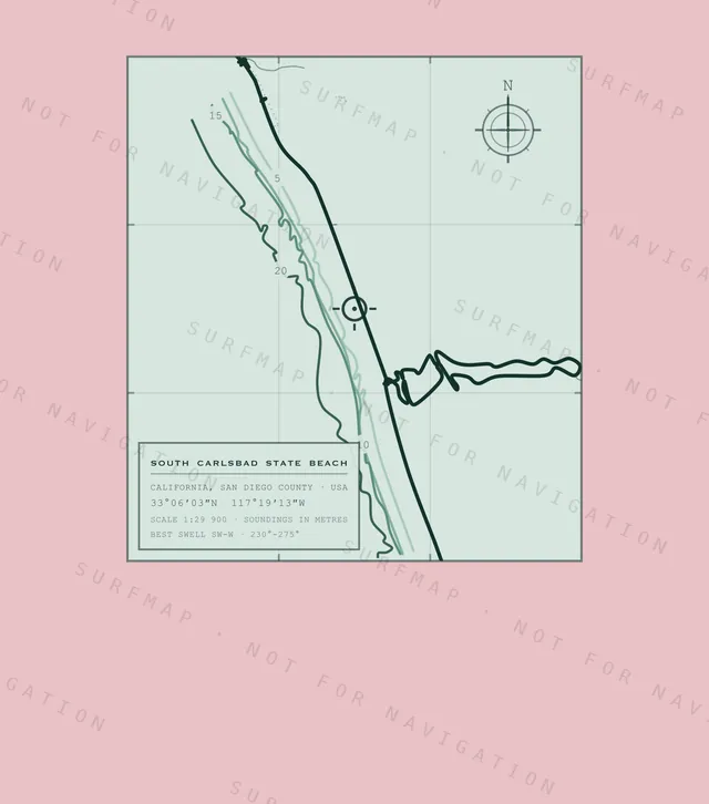 South Carlsbad State Beach chart, the full artwork printed on the back