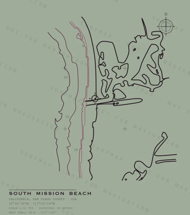 South Mission Beach chart, the full artwork printed on the back