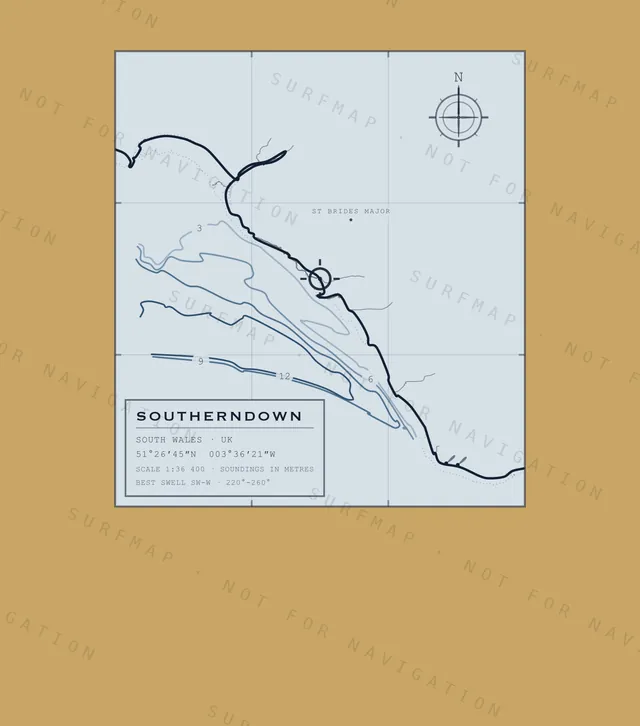 Southerndown chart, the full artwork printed on the back