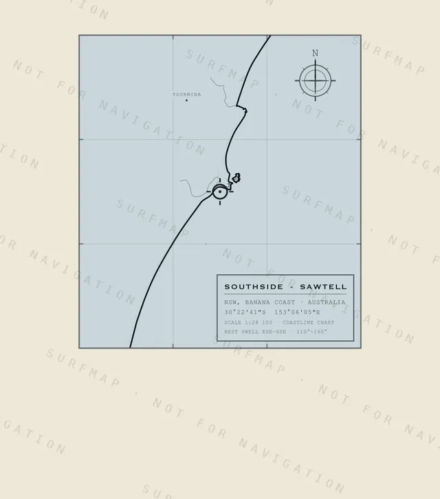 Southside - Sawtell chart, the full artwork printed on the back