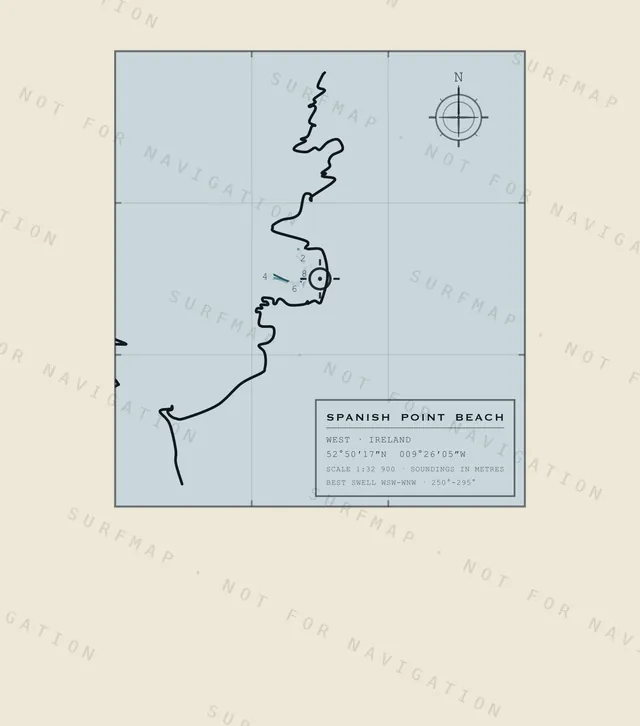 Spanish Point Beach chart, the full artwork printed on the back