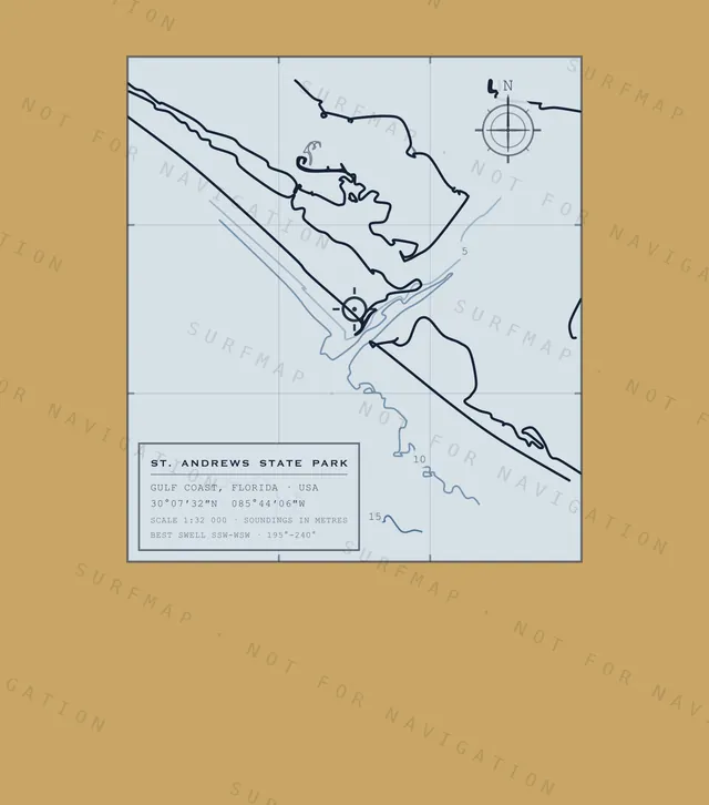 St. Andrews State Park chart, the full artwork printed on the back