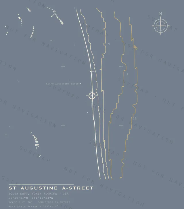 St Augustine A-Street chart, the full artwork printed on the back