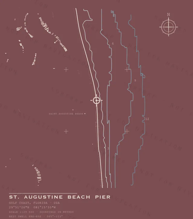 St. Augustine Beach Pier chart, the full artwork printed on the back