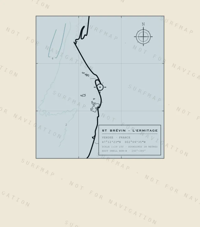 St Brévin - l'Ermitage chart, the full artwork printed on the back
