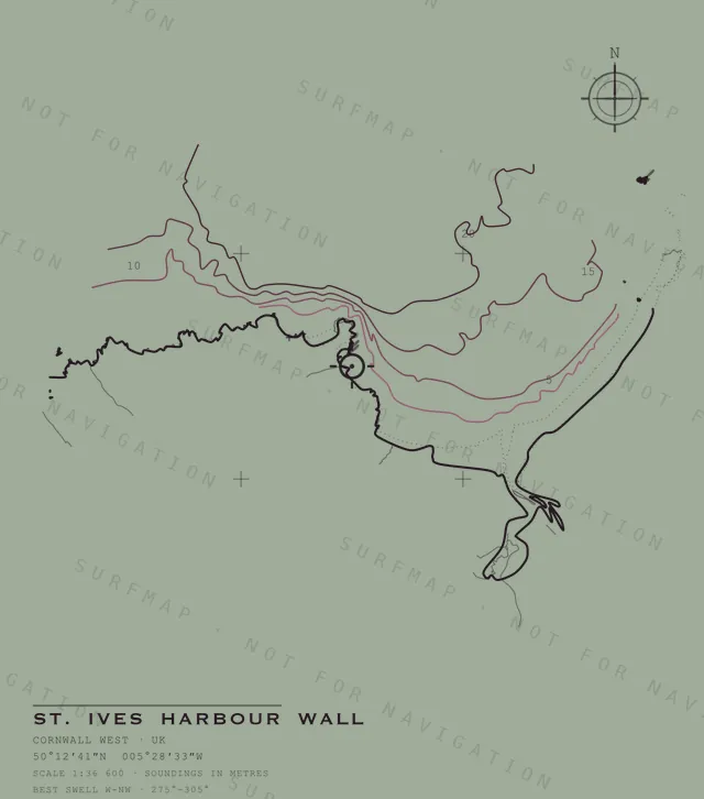 St. Ives Harbour Wall chart, the full artwork printed on the back