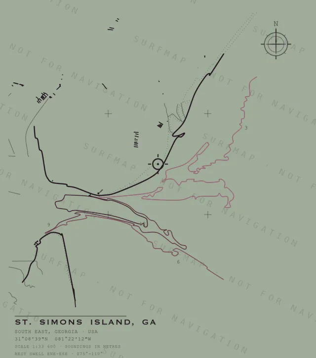 St. Simons Island, GA chart, the full artwork printed on the back