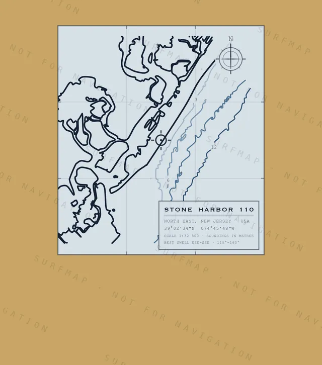 Stone Harbor 110 chart, the full artwork printed on the back