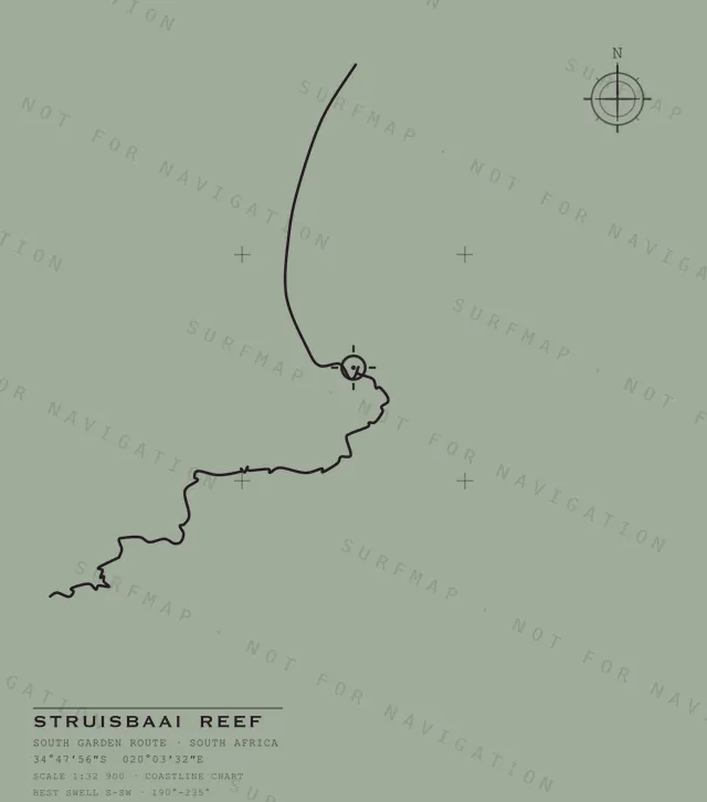 Struisbaai Reef chart, the full artwork printed on the back