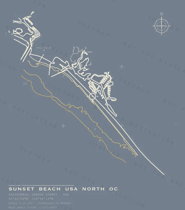 Sunset Beach Usa North OC chart, the full artwork printed on the back