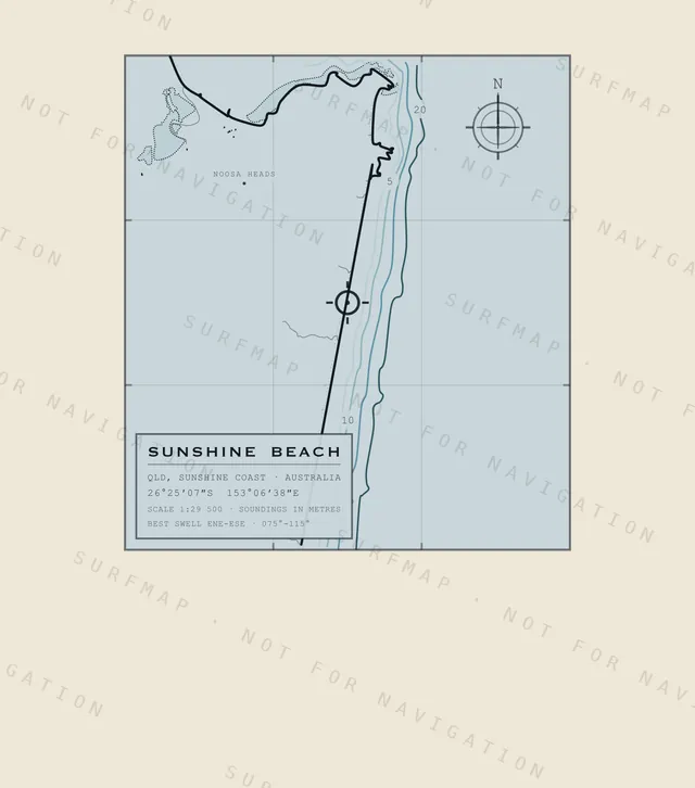 Sunshine Beach chart, the full artwork printed on the back