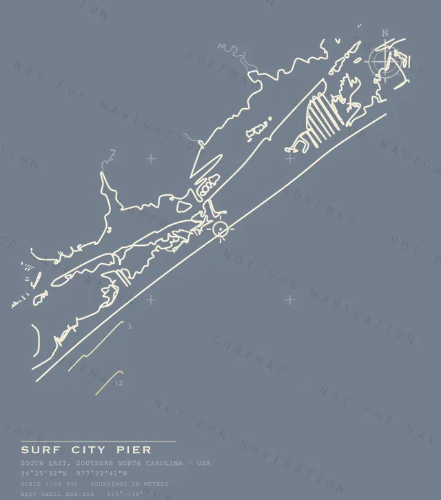 Surf City Pier chart, the full artwork printed on the back