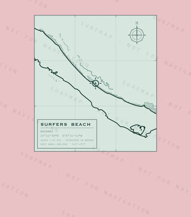 Surfers Beach chart, the full artwork printed on the back