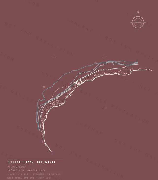 Surfers Beach chart, the full artwork printed on the back