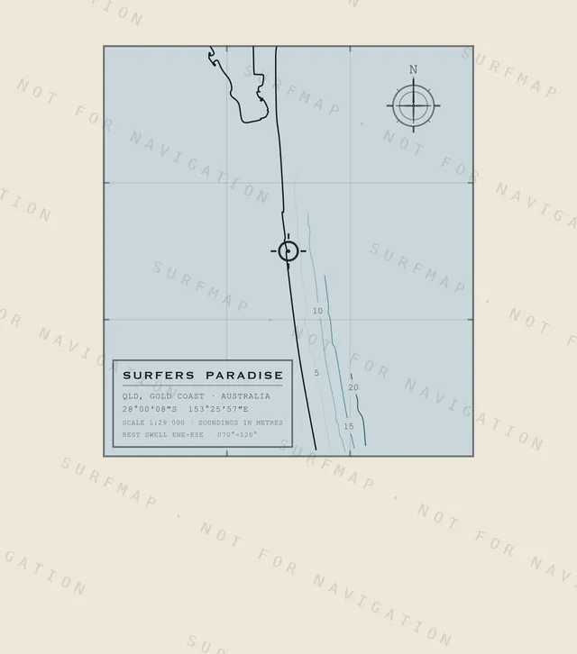 Surfers Paradise chart, the full artwork printed on the back