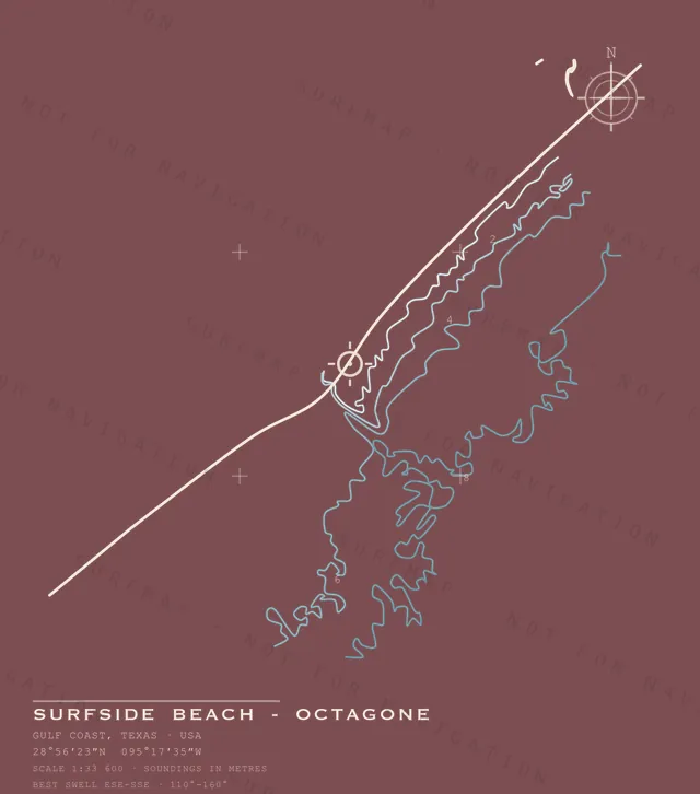 Surfside Beach - Octagone chart, the full artwork printed on the back