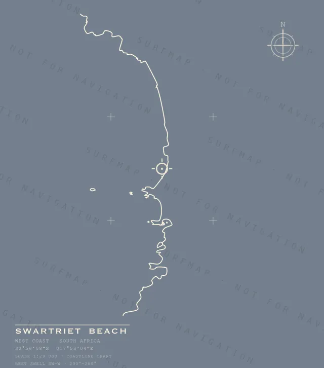 Swartriet Beach chart, the full artwork printed on the back