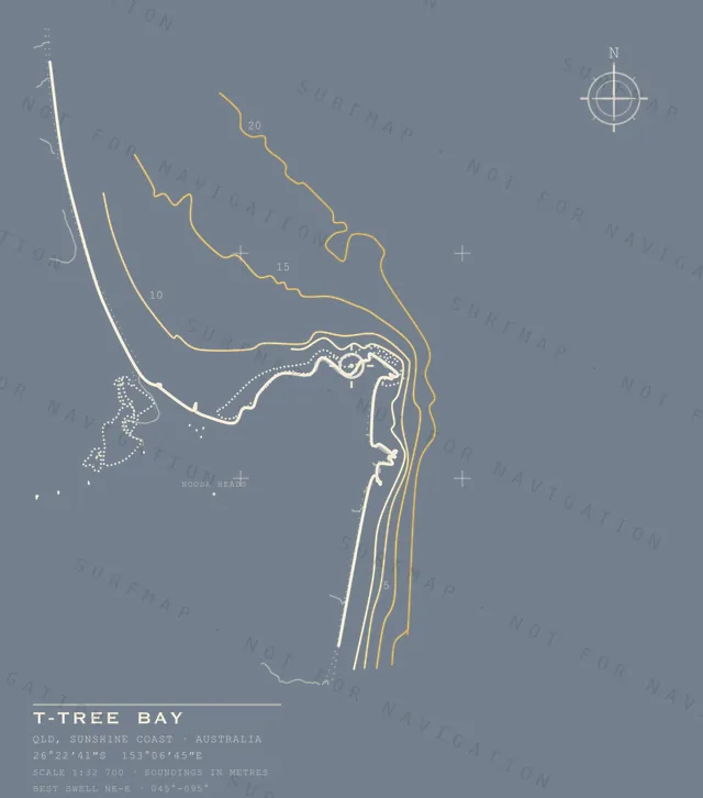 T-Tree Bay chart, the full artwork printed on the back