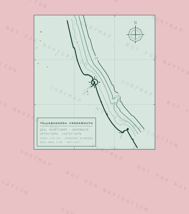 Tallebudgera Creekmouth chart, the full artwork printed on the back