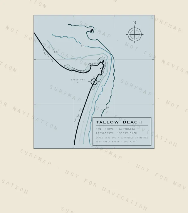 Tallow Beach chart, the full artwork printed on the back