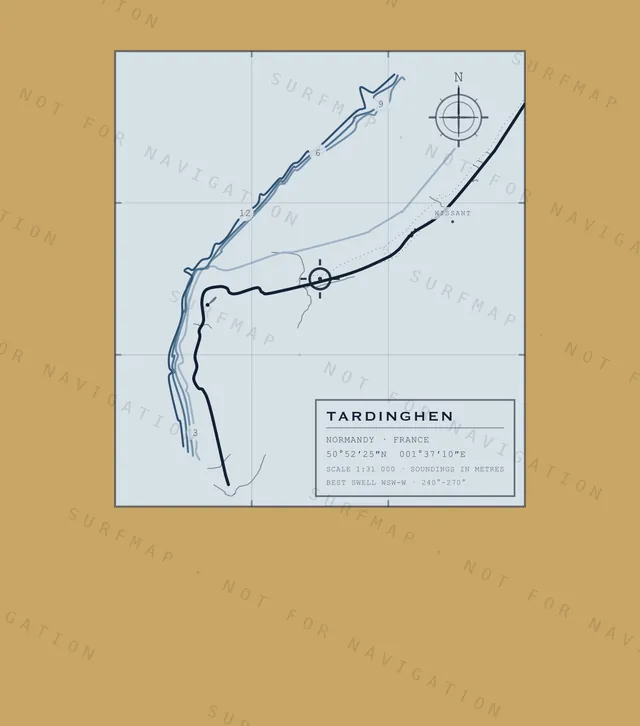 Tardinghen chart, the full artwork printed on the back
