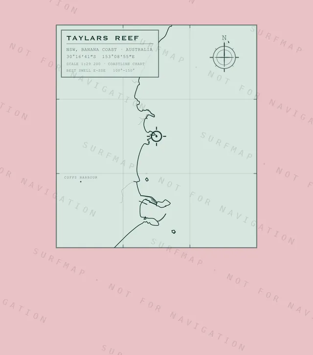 Taylars Reef chart, the full artwork printed on the back