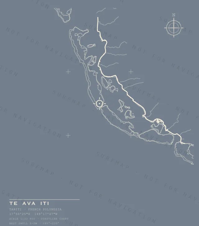 Te Ava Iti chart, the full artwork printed on the back
