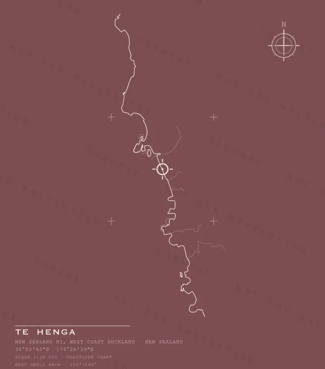 Te Henga chart, the full artwork printed on the back