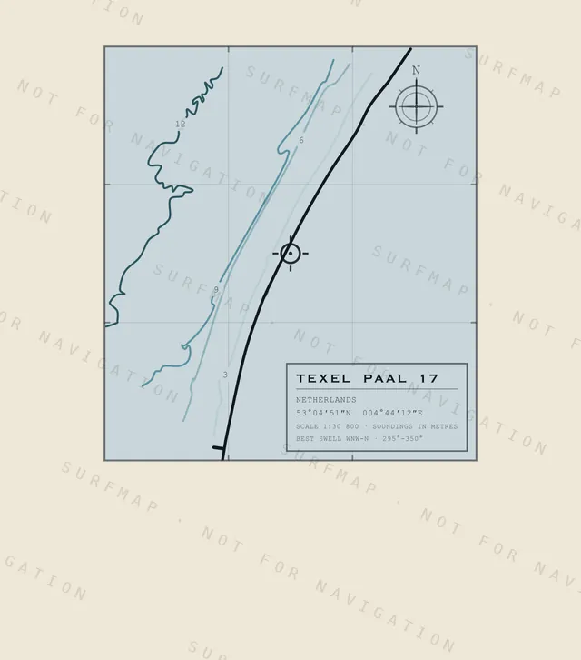 Texel Paal 17 chart, the full artwork printed on the back
