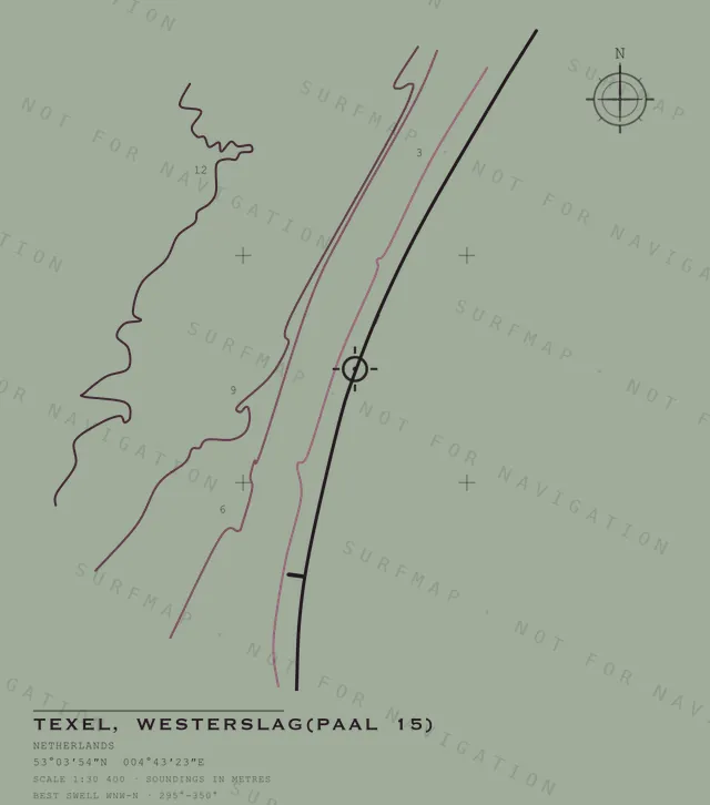 Texel, Westerslag(Paal 15) chart, the full artwork printed on the back