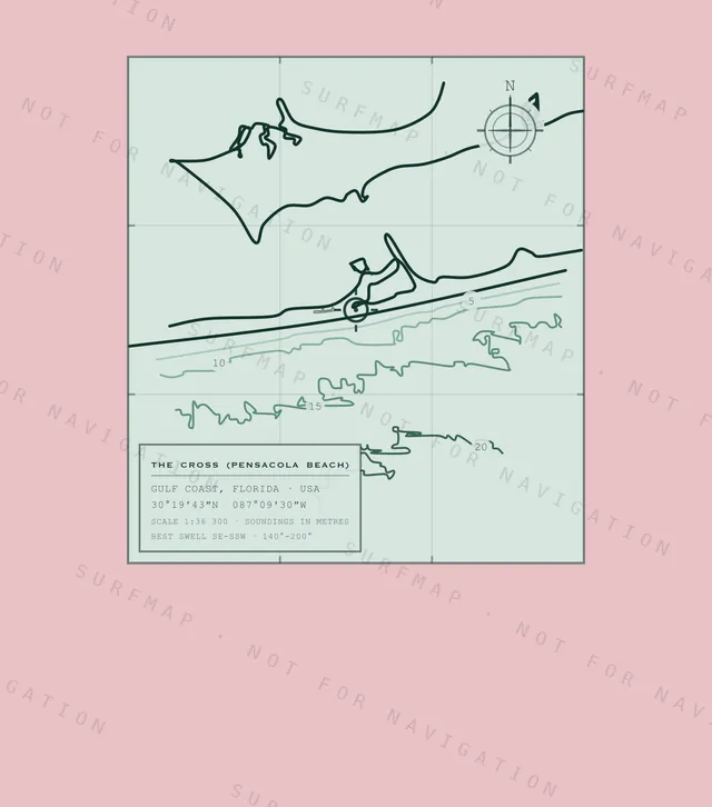 The Cross (Pensacola Beach) chart, the full artwork printed on the back